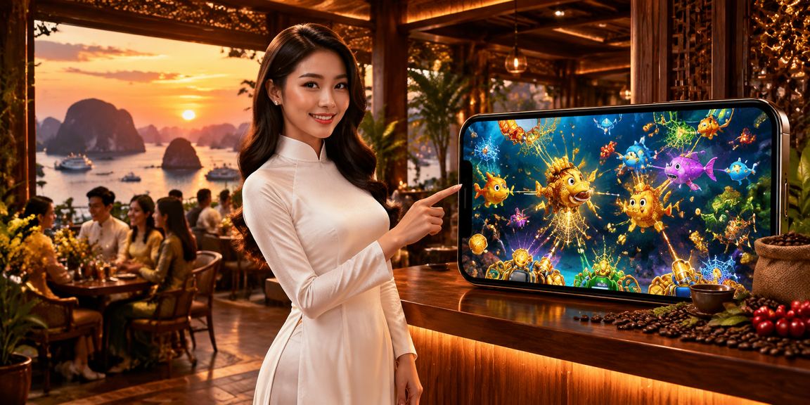 Cảnh vịnh Hạ Long với người chơi giải trí và theo dõi thể thao